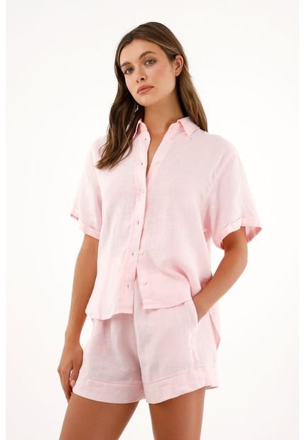 Bermuda De Ruedo Con Guardapolvo En Lino Para Mujer
