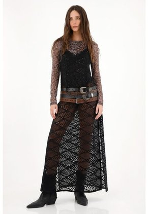 Tennis Vestido Negro En Encaje De Tiras Para Mujer