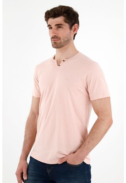 Camiseta Rosado Manga Corta Para Hombre