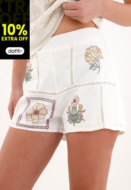 Bermuda Tradicional Corta Con Estampados Localizados Para Mujer