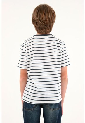 Camiseta Con Estampado De Rayas Azules Para Niño