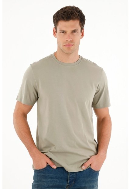 Camiseta Regular Fit Cuello Redondo Verde Para Hombre