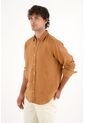 Tennis Camisa En 100% Lino Café Para Hombre de Tennis