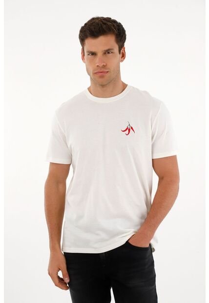 Tennis Camiseta Con Estampado En Espalda Crudo Para Hombre