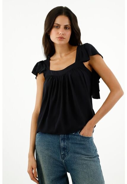 Tennis Camisa Manga Sisa Con Bolero Negra Para Mujer