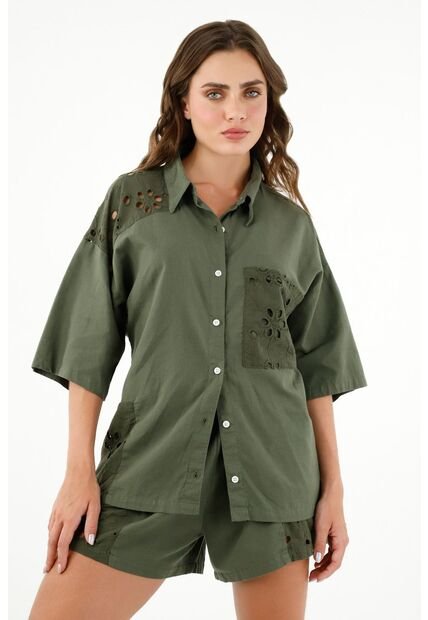 Tennis Camisa Verde Tipo Bowling Para Mujer