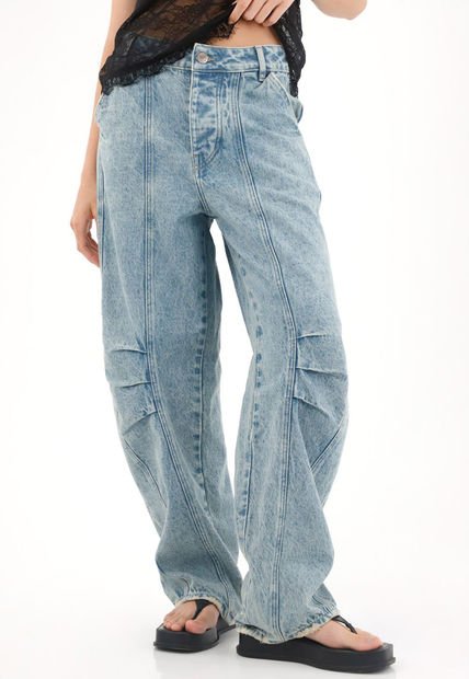 Jean Horseshoe De Tiro Bajo Azul Claro Para Mujer
