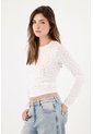 Tennis Camiseta Slim Con Textura Floral Translúcida De Poliéster Blanco Para Mujer de Tennis