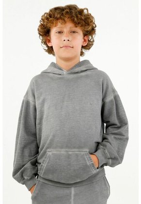 Buzo Tipo Hoodie Gris Para Niño