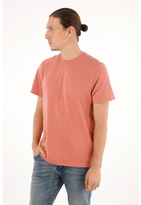 Camiseta Regular Fit De Tacto Suave Naranja Para Hombre