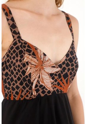 Tennis Vestido Largo De Franjas Estampadas Negro Para Mujer