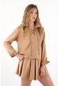 Tennis Falda Corta En Tela Suede Café Para Mujer de Tennis