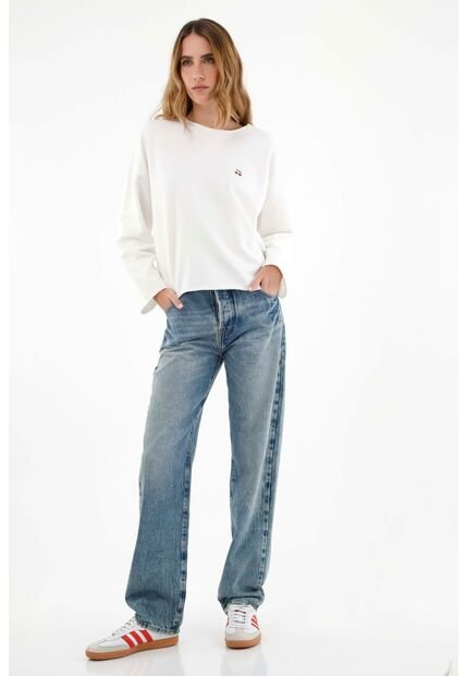 Buzo Oversize Con Mini Bordado Crudo Para Mujer