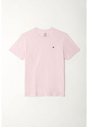 Camiseta Rosada Con Mini Raqueta Bordada Para Hombre