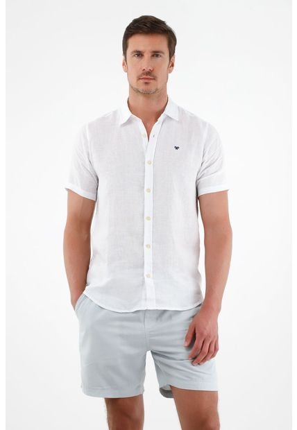 Camisa Blanca En Lino Para Hombre