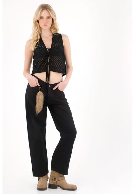 Tennis Chaleco Con Transparencia Negro Para Mujer