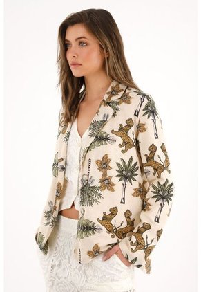 Tennis Blazer Con Estampado De Palmeras Y Tigres Para Mujer