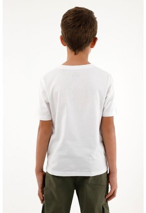 Camiseta Con Bordado Decorativo Blanca Para Niño