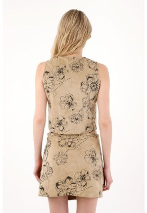 Tennis Chaleco Tipo Suede Floral Café Para Mujer