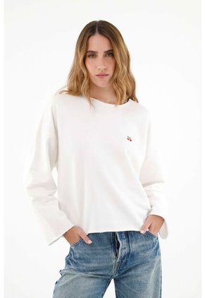 Buzo Oversize Con Mini Bordado Crudo Para Mujer