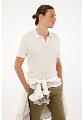 Tennis Camiseta Tejida Crudo Para Hombre