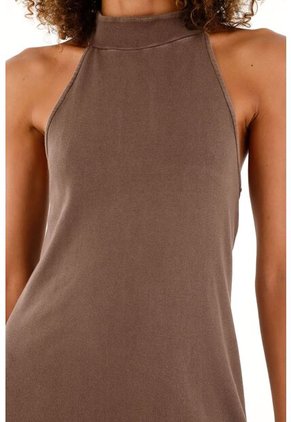 Tennis Vestido Café Largo En Rib Para Mujer