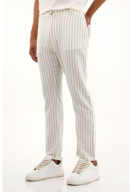 Pantalón Verde Con Diseño A Rayas Para Hombre