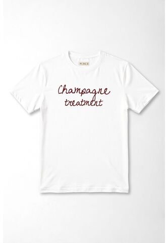 Tennis Camiseta Corte Recto Con Frase Champagne Treatment En Algodón Blanco Para Mujer Tennis