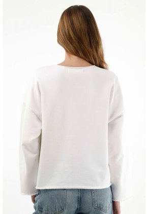 Buzo Oversize Con Mini Bordado Crudo Para Mujer