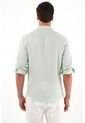 Tennis Camisa En 100% Lino Con Bordado Verde Para Hombre de Tennis