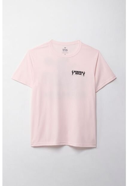 Camiseta Manga Corta Estampada Rosada Para Hombre