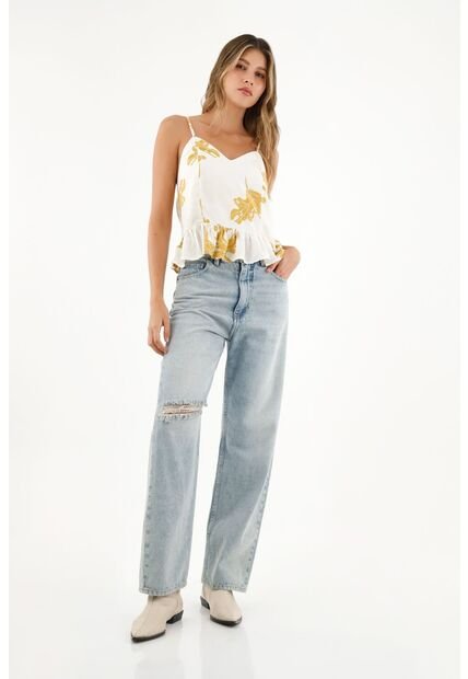 Camisa Estampada De Tiras Para Mujer