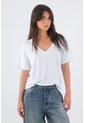 Tennis Camiseta Para Mujer De Algodón Blanca De Fit Relajado Con Escote En V de Tennis
