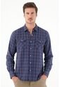 Tennis Camisa A Cuadros Cuello Clásico Azul Para Hombre de Tennis