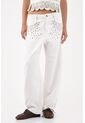 Tennis Pantalón Wide Leg Con Taches Metálicos En Algodón Blanco Para Mujer de Tennis