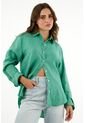 Camisa Verde En 100% Lino Para Mujer de Tennis