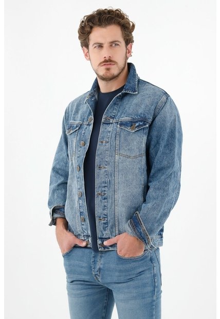 Tennis Chaqueta Azul Con Bolsillos Laterales Para Hombre