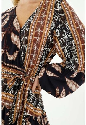 Vestido Corto Con Estampado Natural Para Mujer