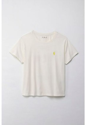 Tennis Camiseta Con Estampado En Frente Y Espalda Crudo Para Mujer