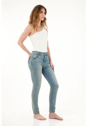 Tennis Jean Jegging Tiro Alto Azul Para Mujer
