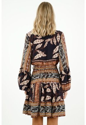 Vestido Corto Con Estampado Natural Para Mujer