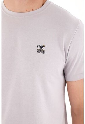 Tennis Camiseta Con Cuello Redondo En Rib Gris Para Hombre