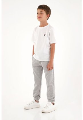 Camiseta Con Bordado Localizado Blanca Para Niño