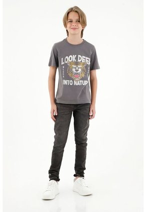 Camiseta Gris Estampada Para Niño