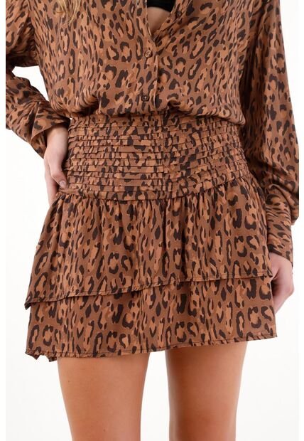 Tennis Falda Corta Con Estampado De Animal Print Multicolor Para Mujer