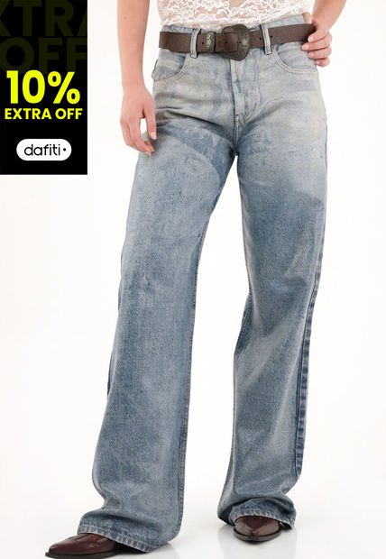 Jean Wide Leg Tiro Alto Con Lavado Degradé Para Mujer