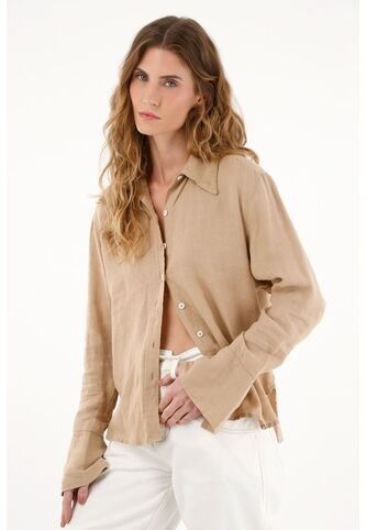 Camisa Manga Larga En Lino 100% Para Mujer Tennis