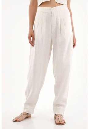 Tennis Pantalón Chino En 100% Lino Crudo Para Mujer