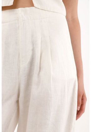 Tennis Pantalón Chino En 100% Lino Crudo Para Mujer