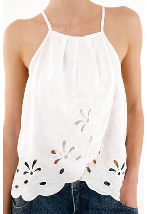 Tennis Camisa Cuello Halter Blanca Para Mujer
